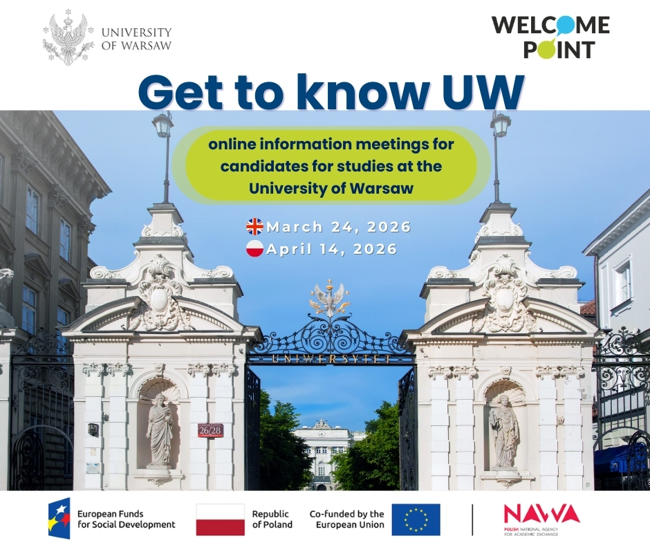 Baner informacyjny - Get to Know UW – spotkania informacyjne online dla kandydatów